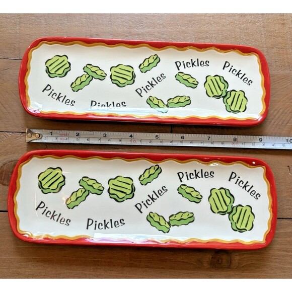 Bella Casa by Ganz Set of 2 Pickles Plates Used - Picture 10 of 12